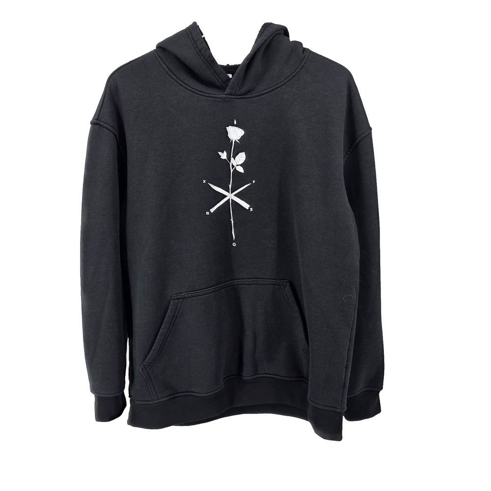 Black and White Rose Oversized Hoodie Size Large